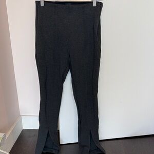 Gray Pintucked Split Hem Pants 2 Petite